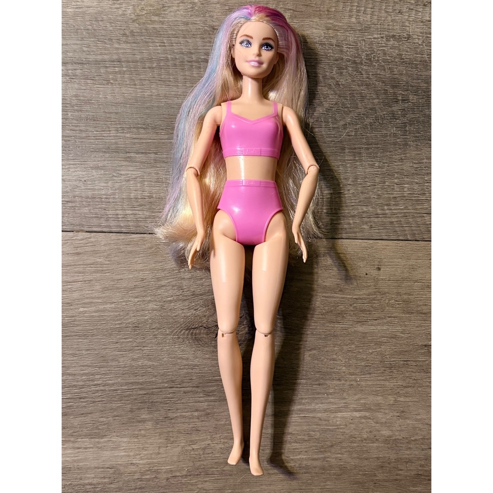 Mattel Barbie Doll 2021 JFV60 Multi-Color Hair Articulated Pink Molded Outfit